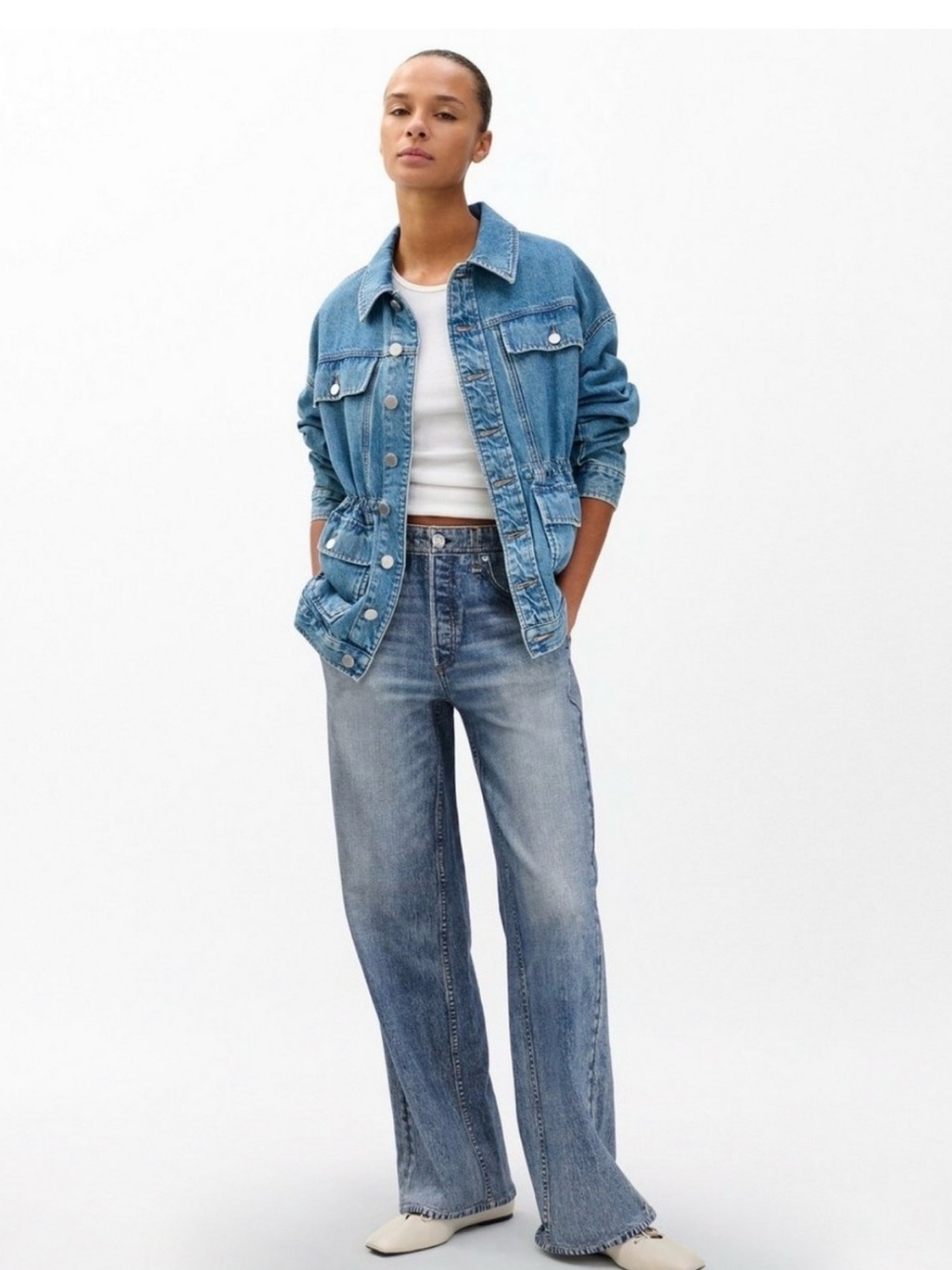 Rag & Bone Miramar Classic Wide-Leg Blue Denim Sweatpants - 27